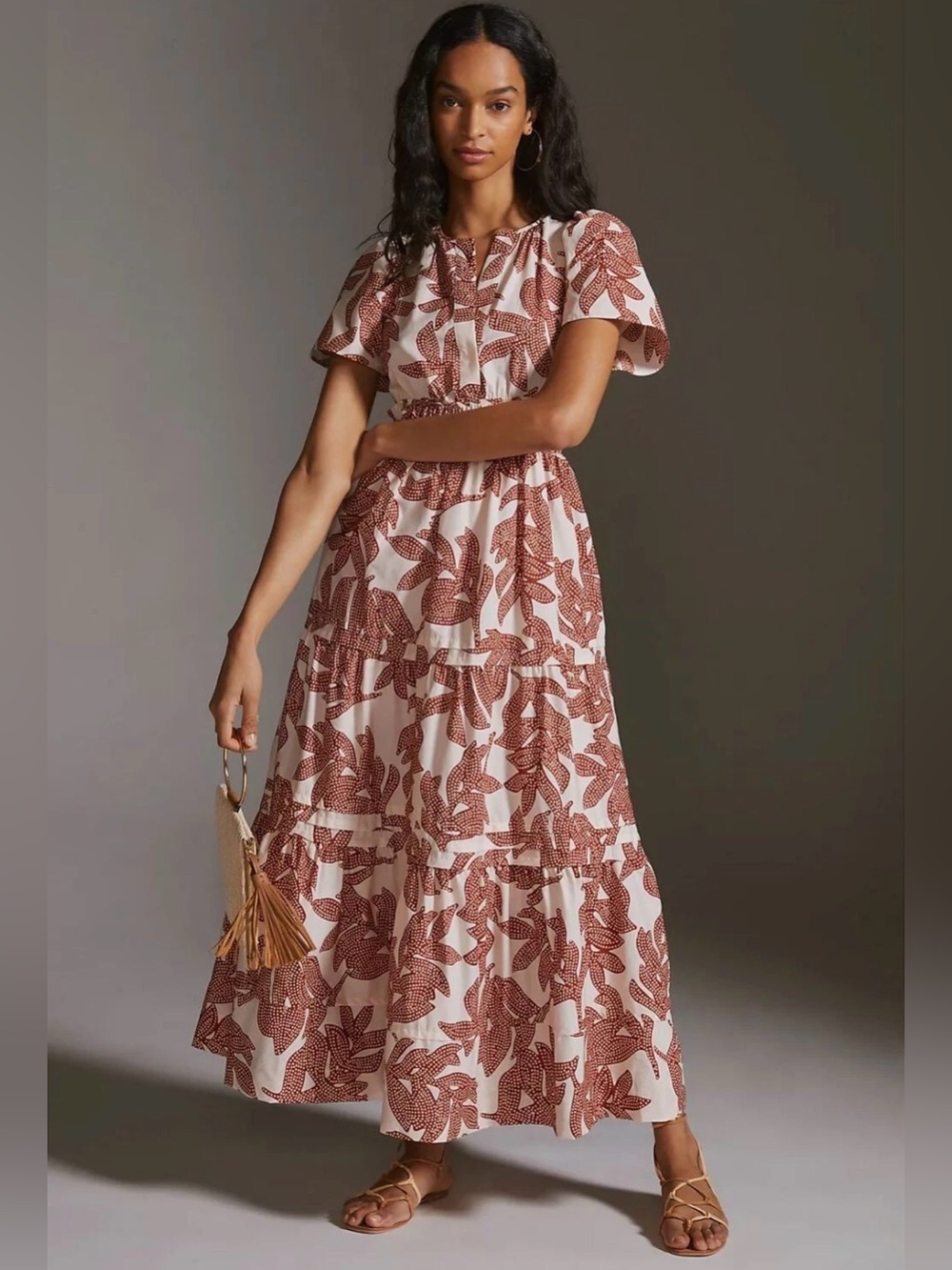 Anthropologie Somerset Maxi Dress S Rust Floral Fall Thanksgiving NWOT